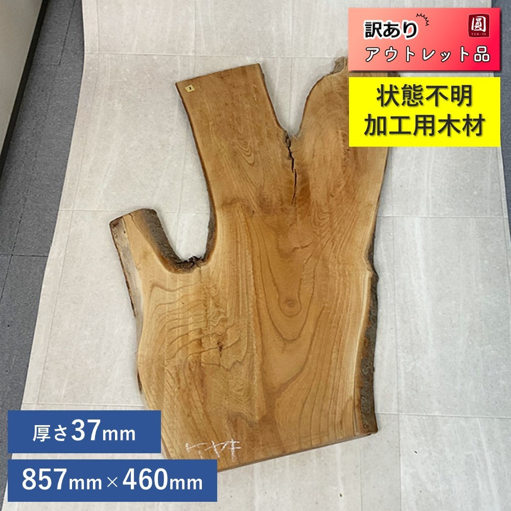 【名】【アウトレット】【加工用木材】材木 ケヤキ 欅　 幅約460mm×高さ約857mm×厚み約37mm　テーブル　机　DIY