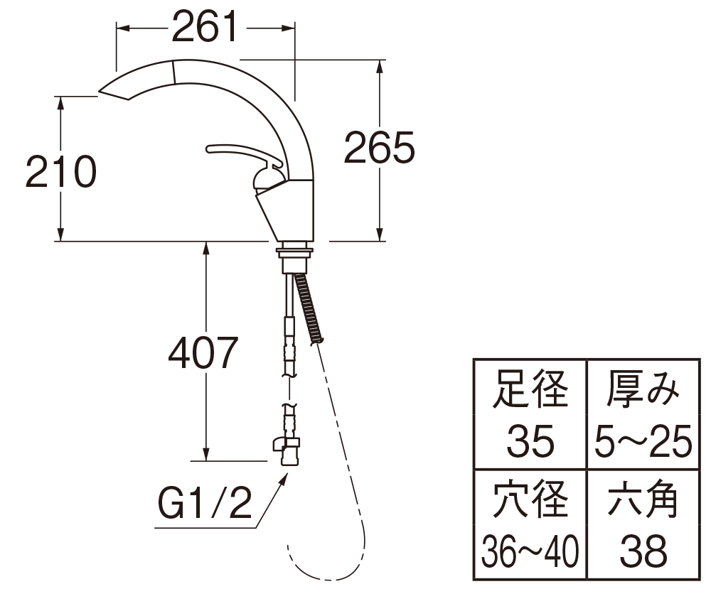 ＜SANEI＞シングルワンホールスプレー混合栓（型番：K8790JV）【未使用アウトレット品】